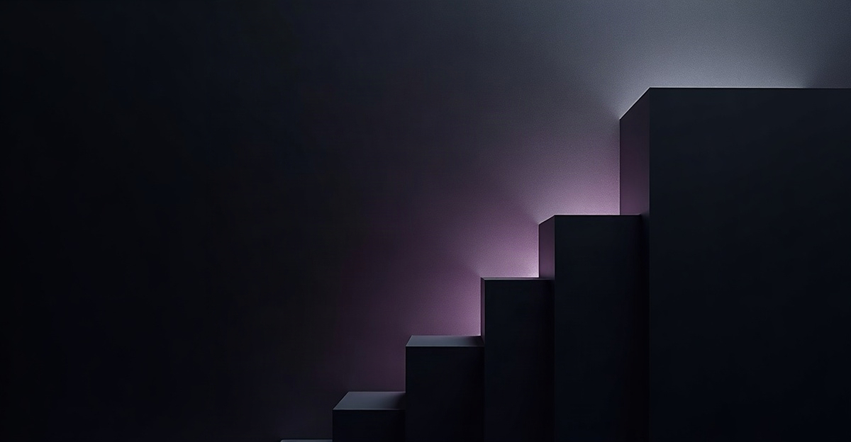 Abstract geometric planes in muted grays, stacked with gaps between them, suggesting compartmentalization through spatial division.