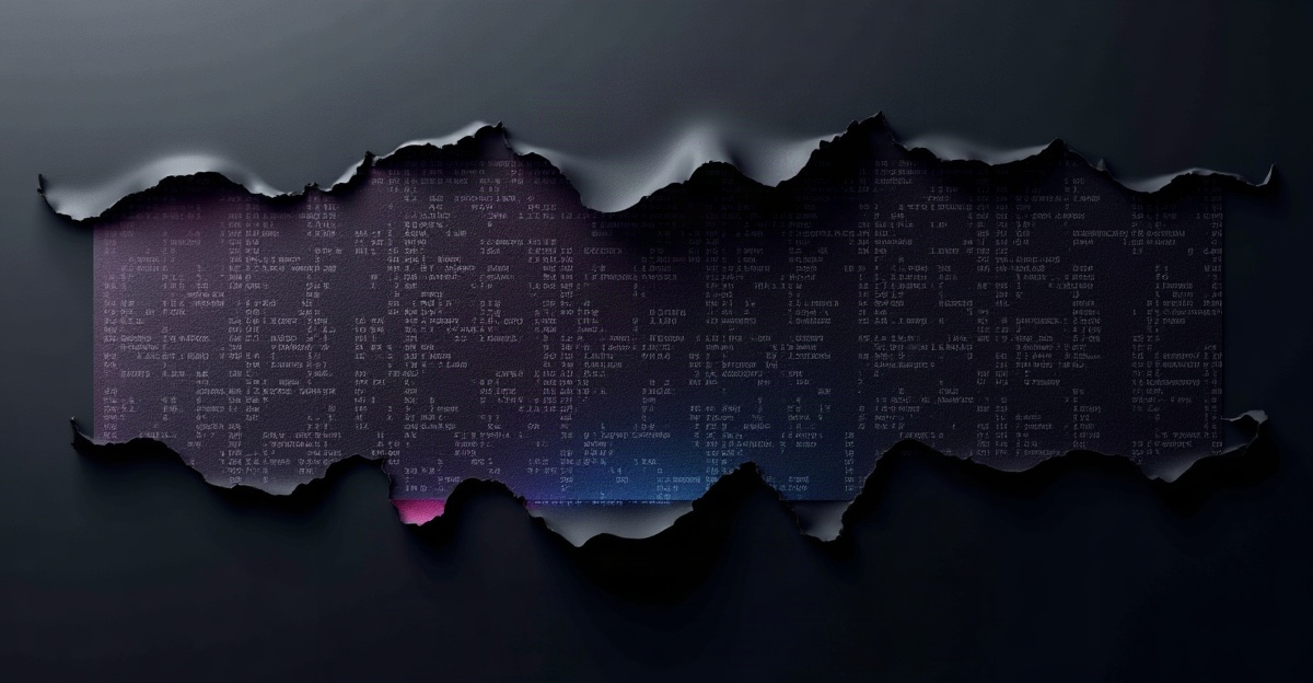 Abstract layers separating to expose hidden data beneath